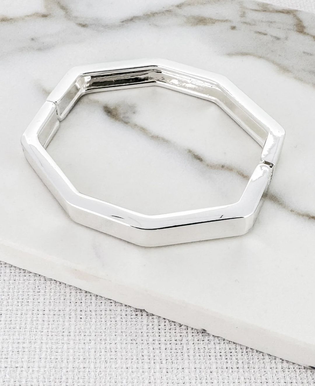 Hexagonal Bangle - Silver