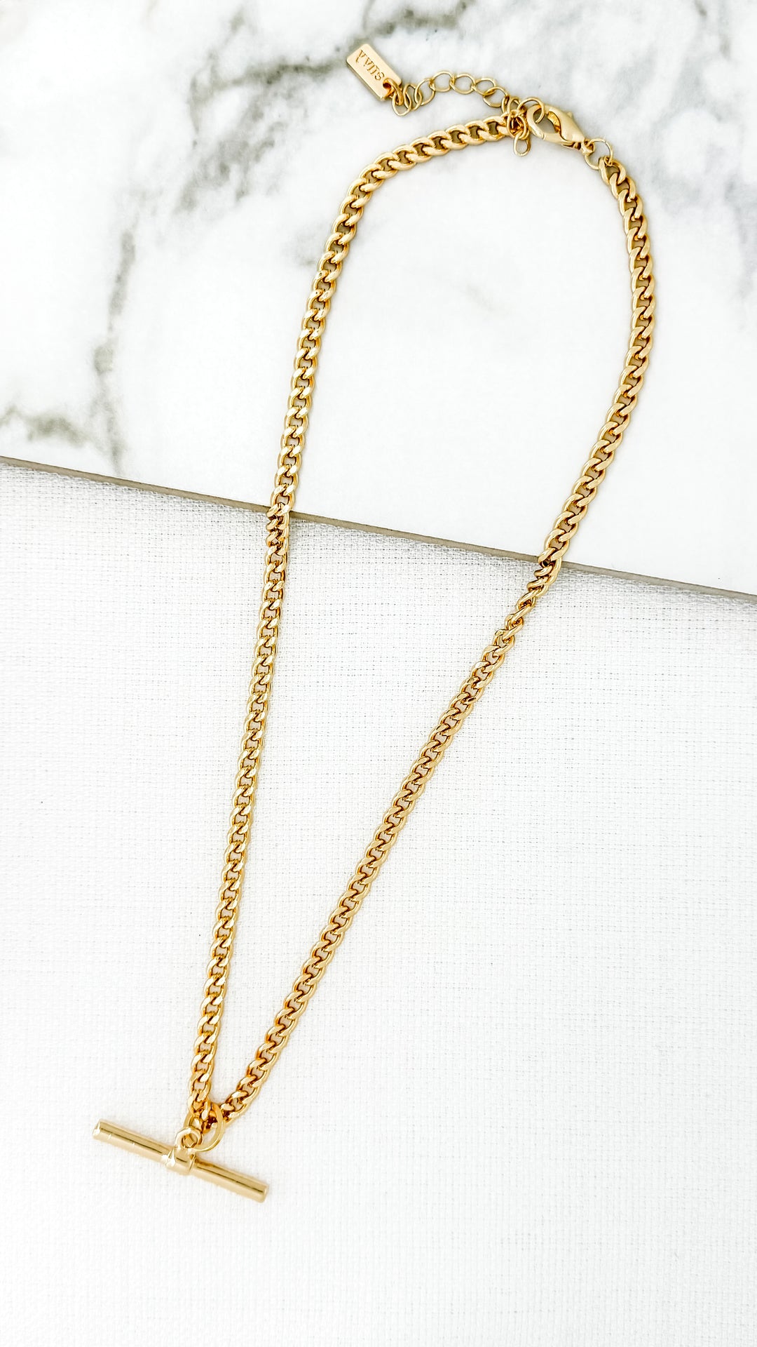 Gold T-bar Necklace