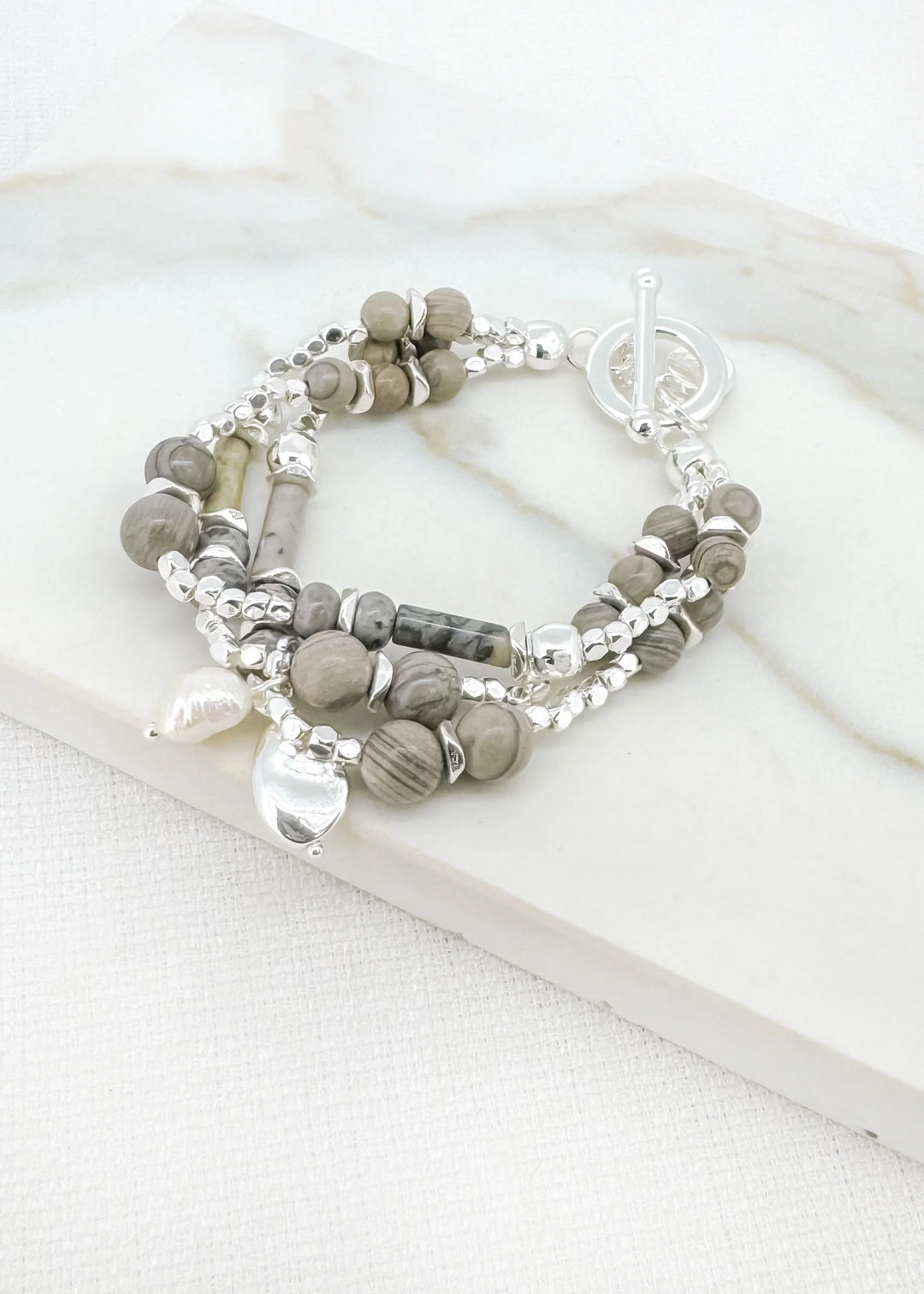 Silver & Grey Multi Layer Bracelet
