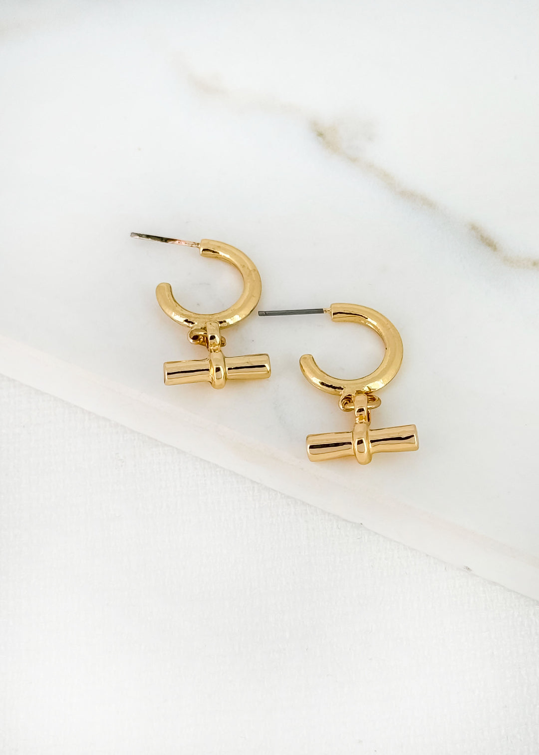 Gold T-bar Earrings