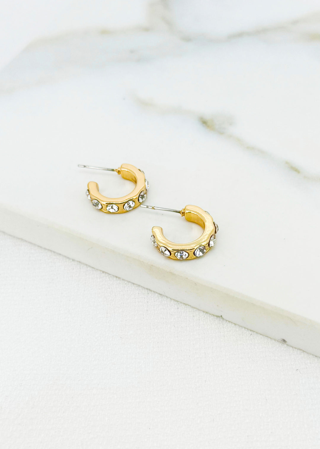 Gold Hoops with Crystals