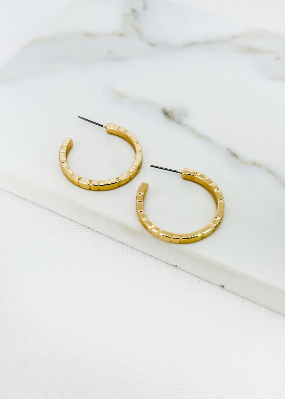 Gold Ribbed Hoops