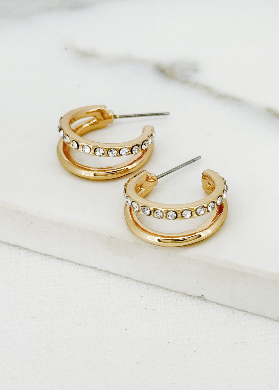 Double Hoop Gold Earrings