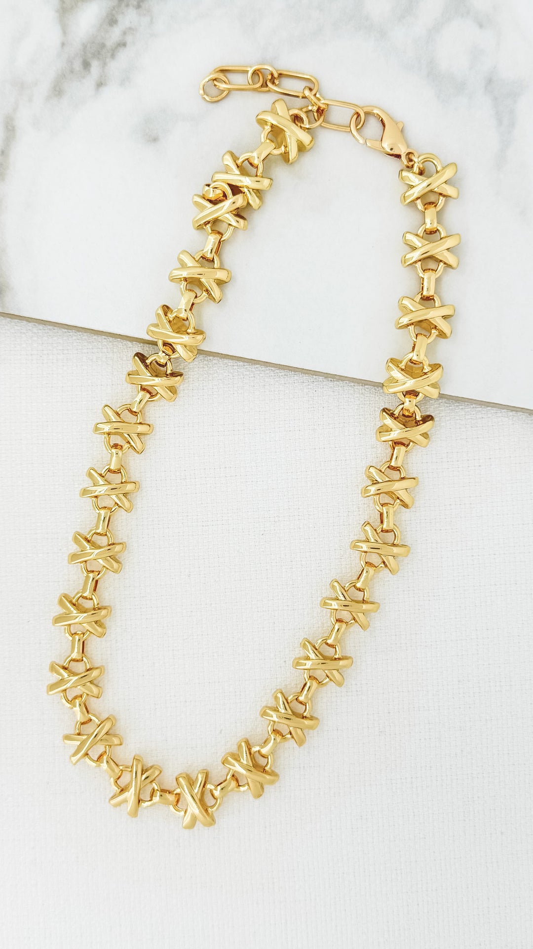 Short Gold Cross Design Necklace