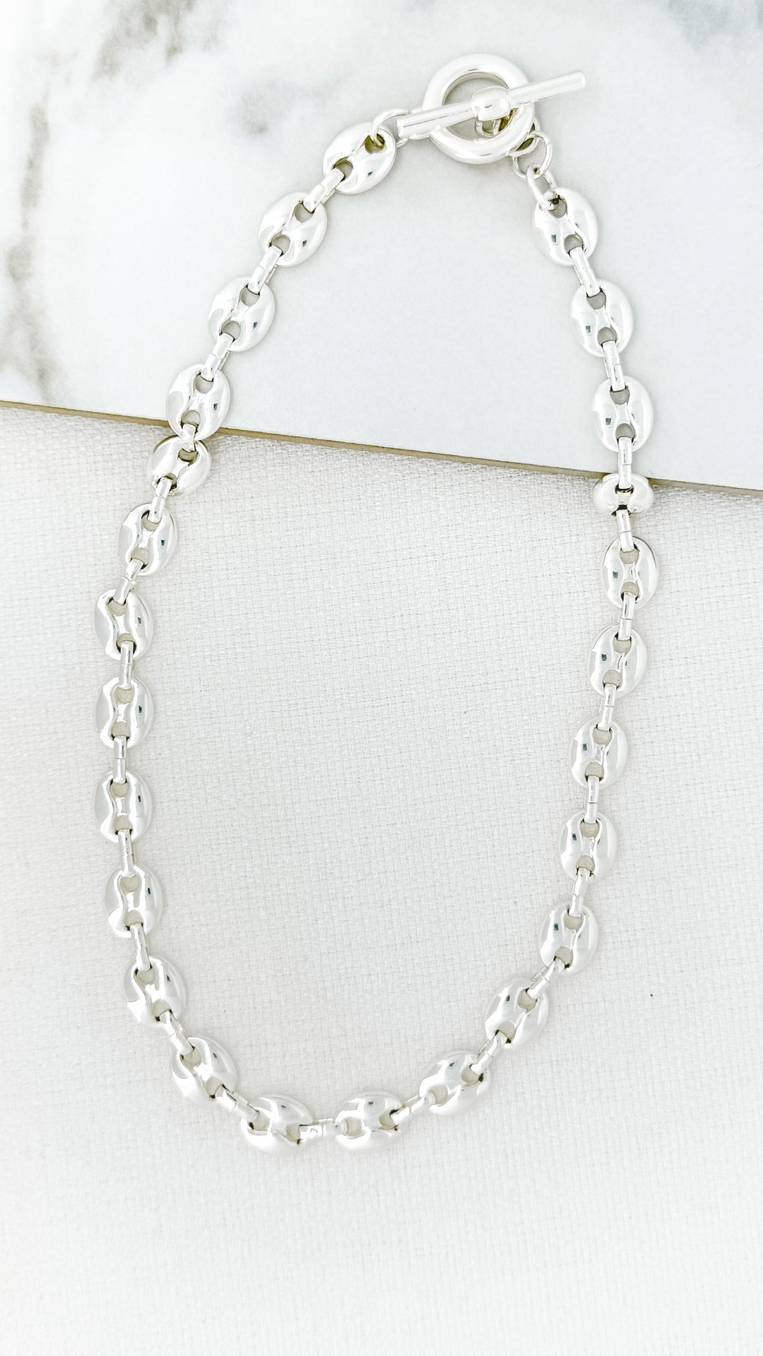 Short Silver Duo Link Necklace