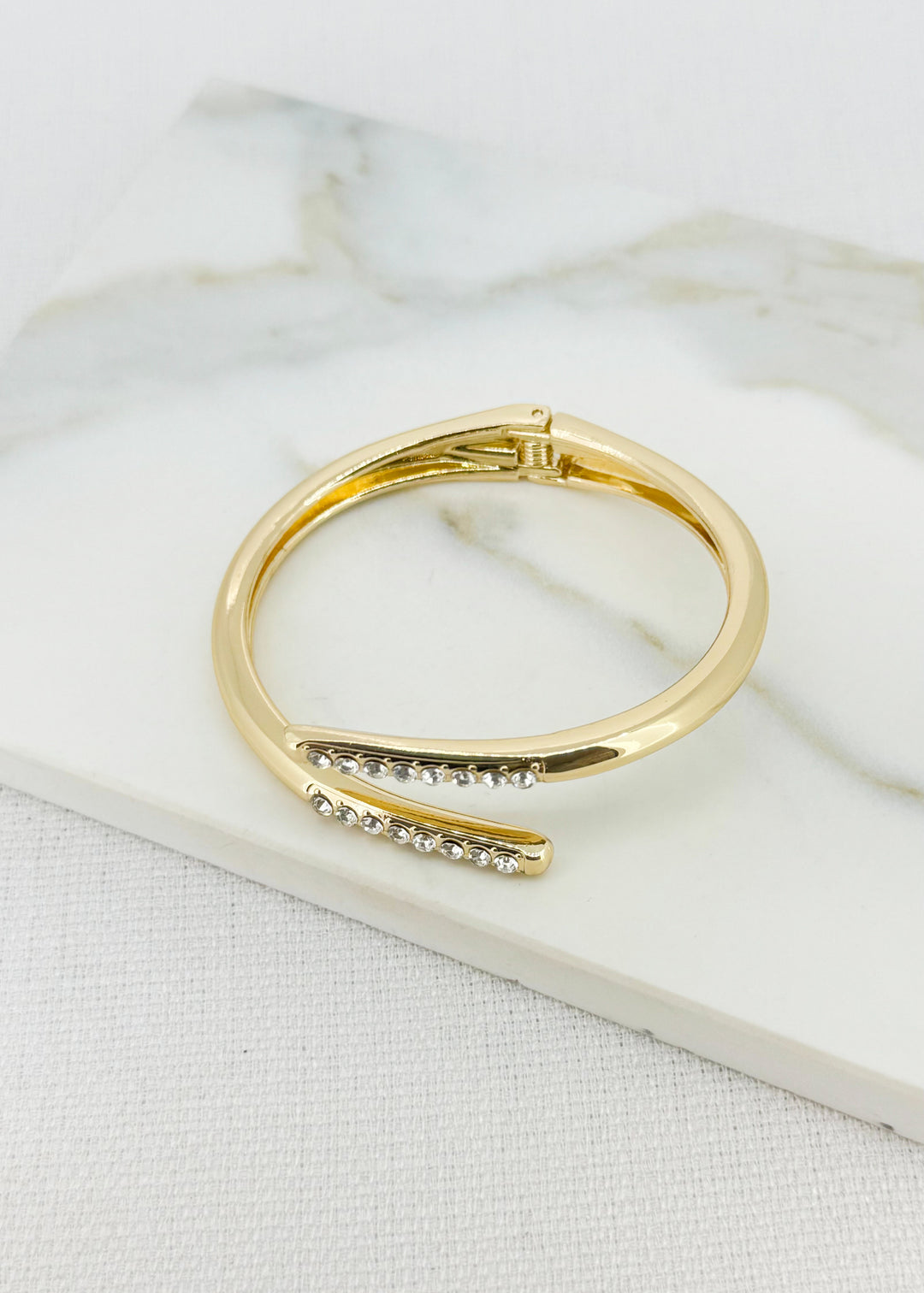 Gold Bangle with Crystal Detail