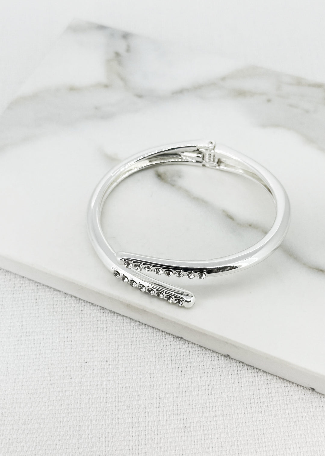 Silver Bangle with Crystal Detail