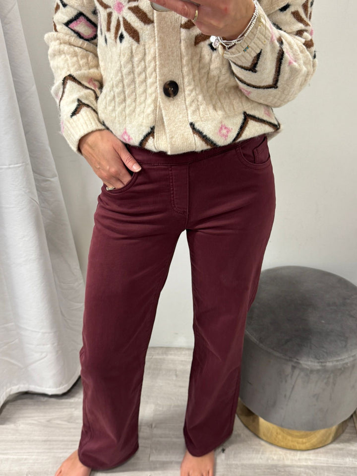 Tocada Wide Leg Jeans - Burgundy
