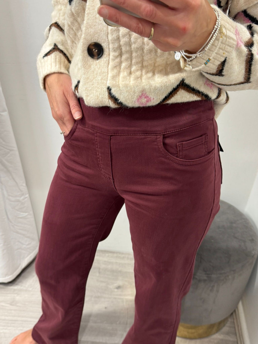 Tocada Wide Leg Jeans - Burgundy