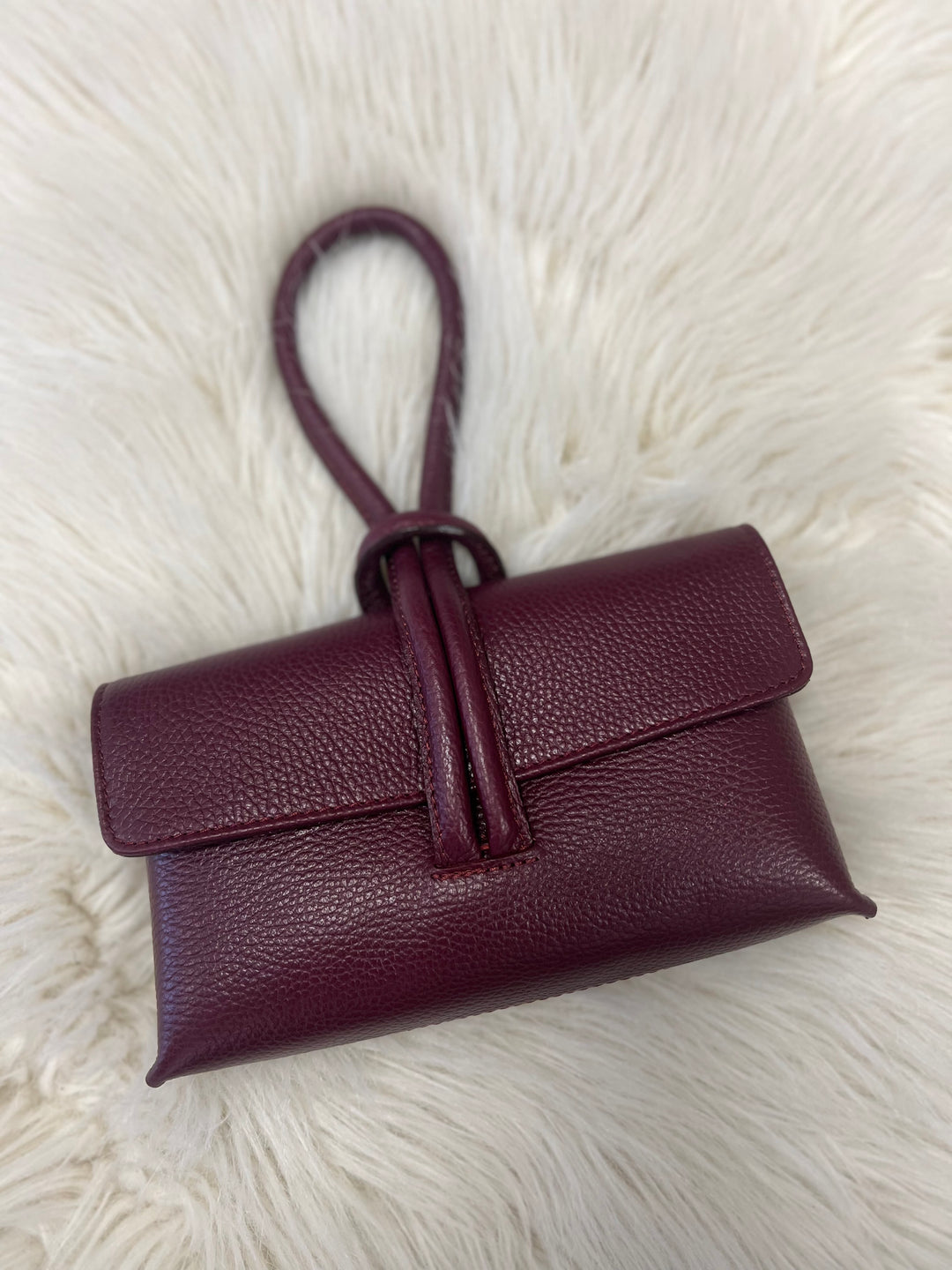 Betty Leather Loop Handle Bag - Burgundy