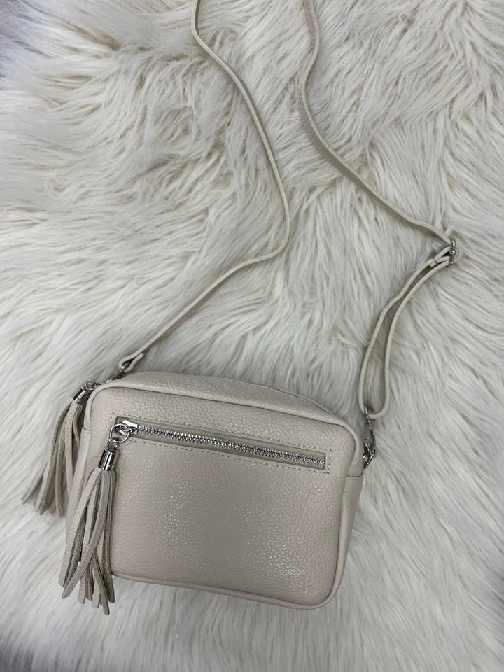 Leather Camera Bag - Cream