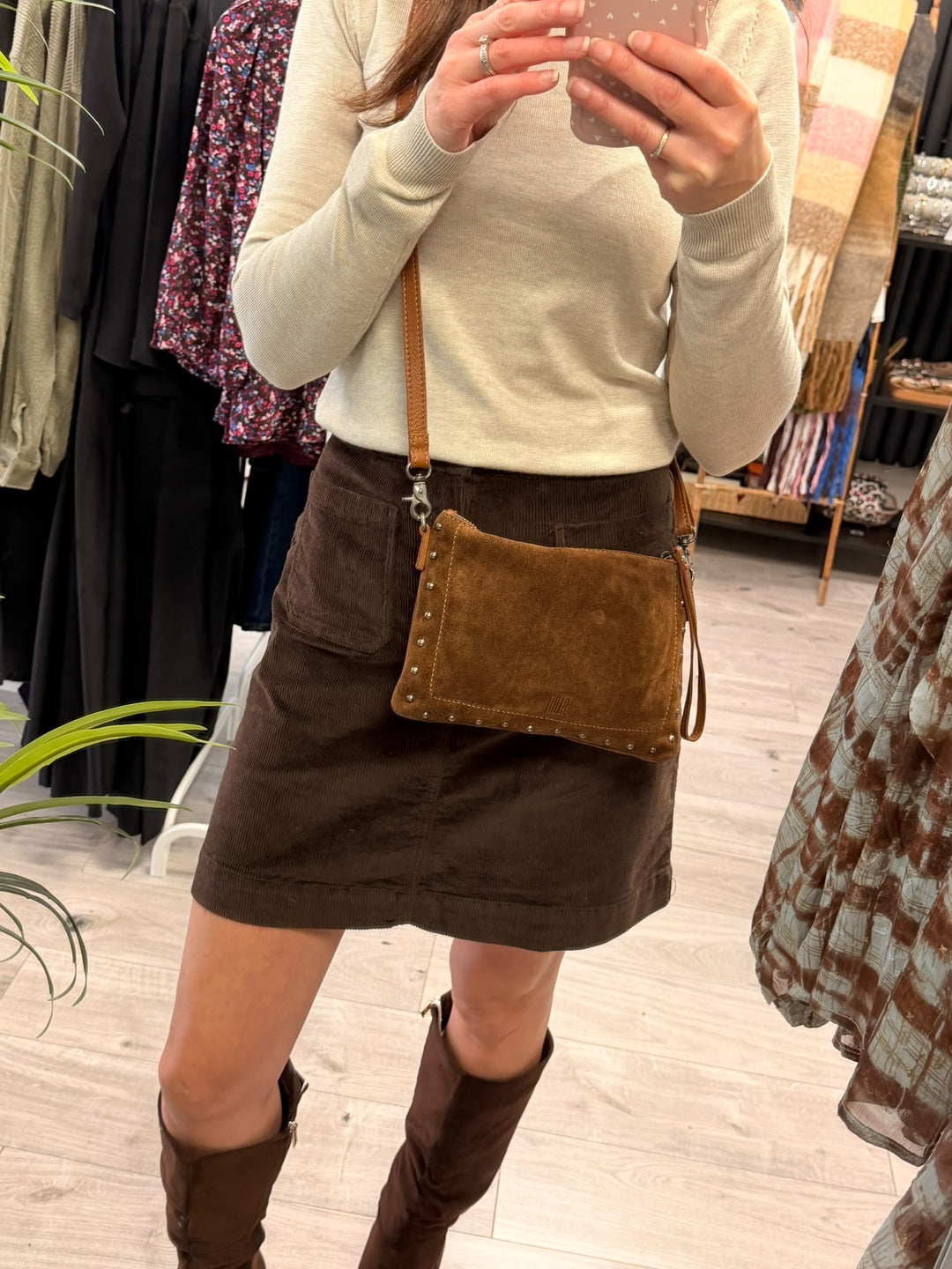 Perry Suede Bag - Taupe