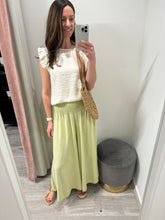 Load image into Gallery viewer, Cropped Dotty Palazzo Pants - Lime
