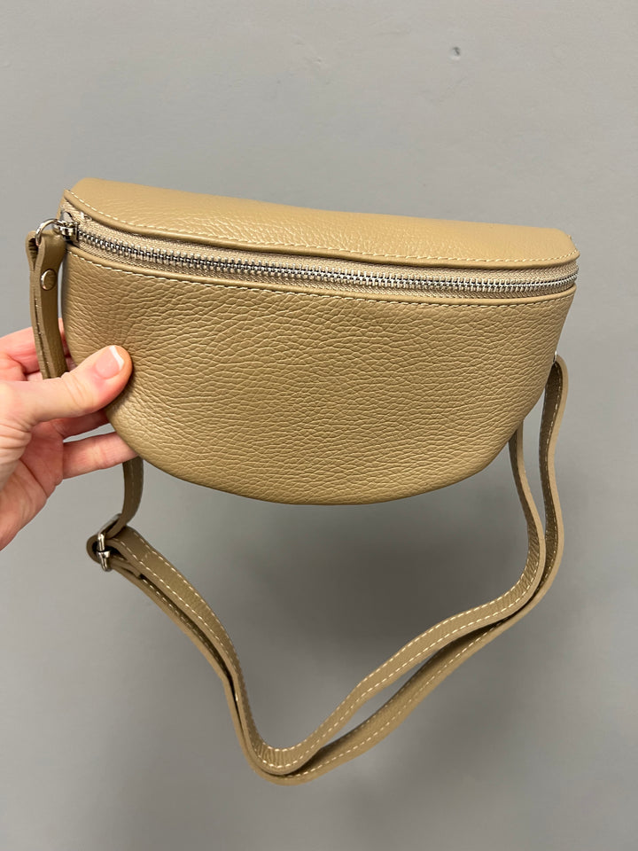 Mina Leather Bum Bag - Taupe