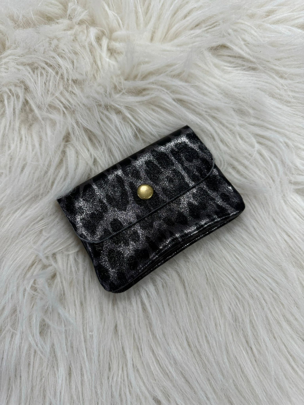 Metallic Leopard Purse - Pewter