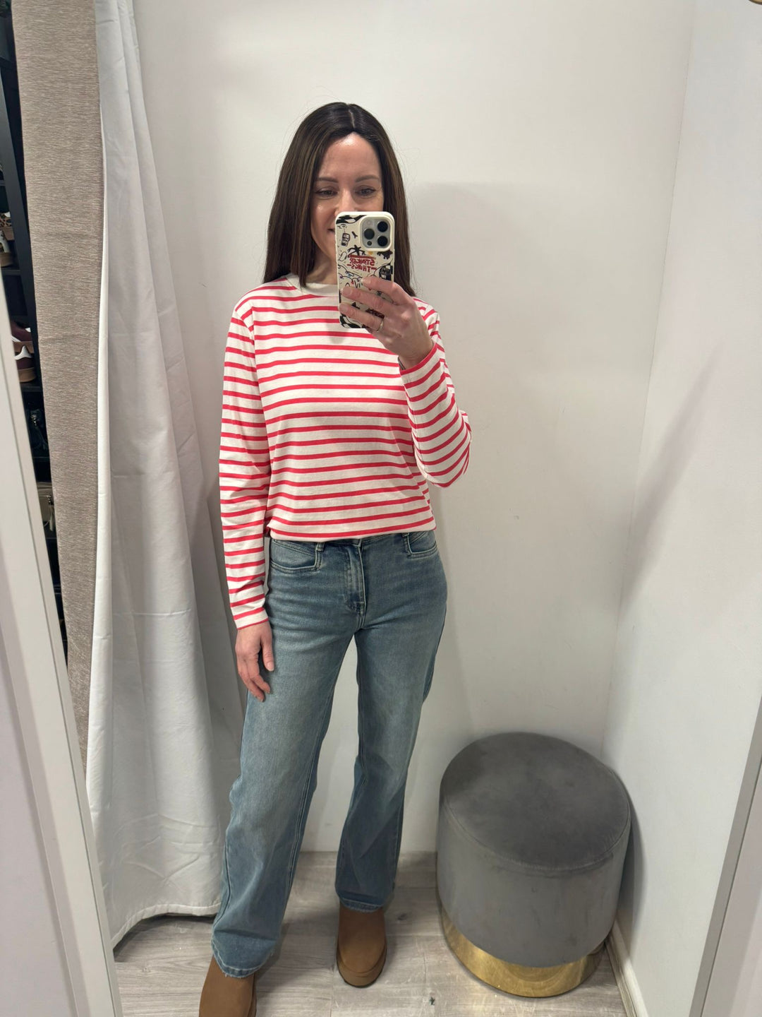 Mira Top - Teaberry Stripe