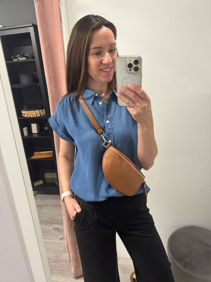 Mina Leather Bum Bag - Tan