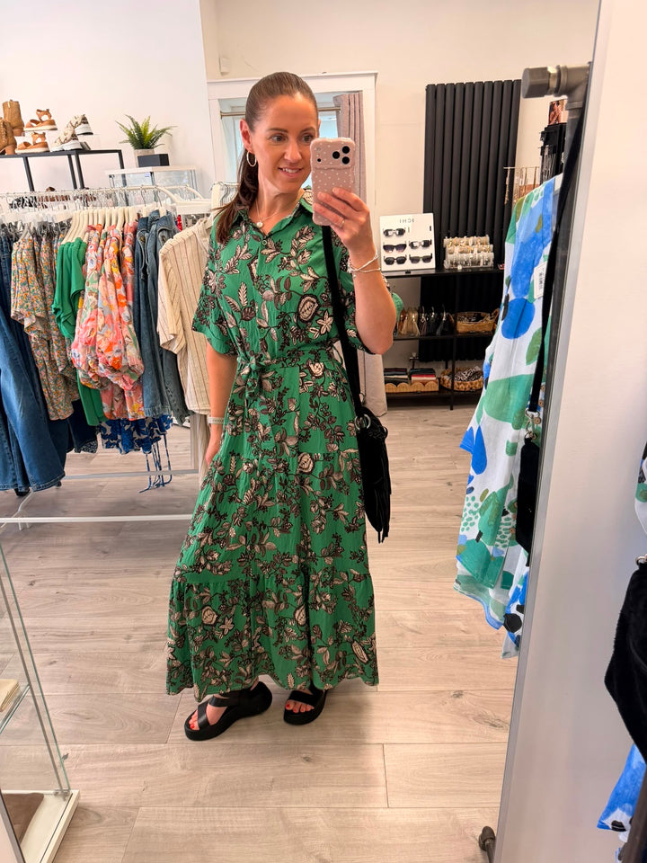 Rosalía Shirt Dress - Green Floral