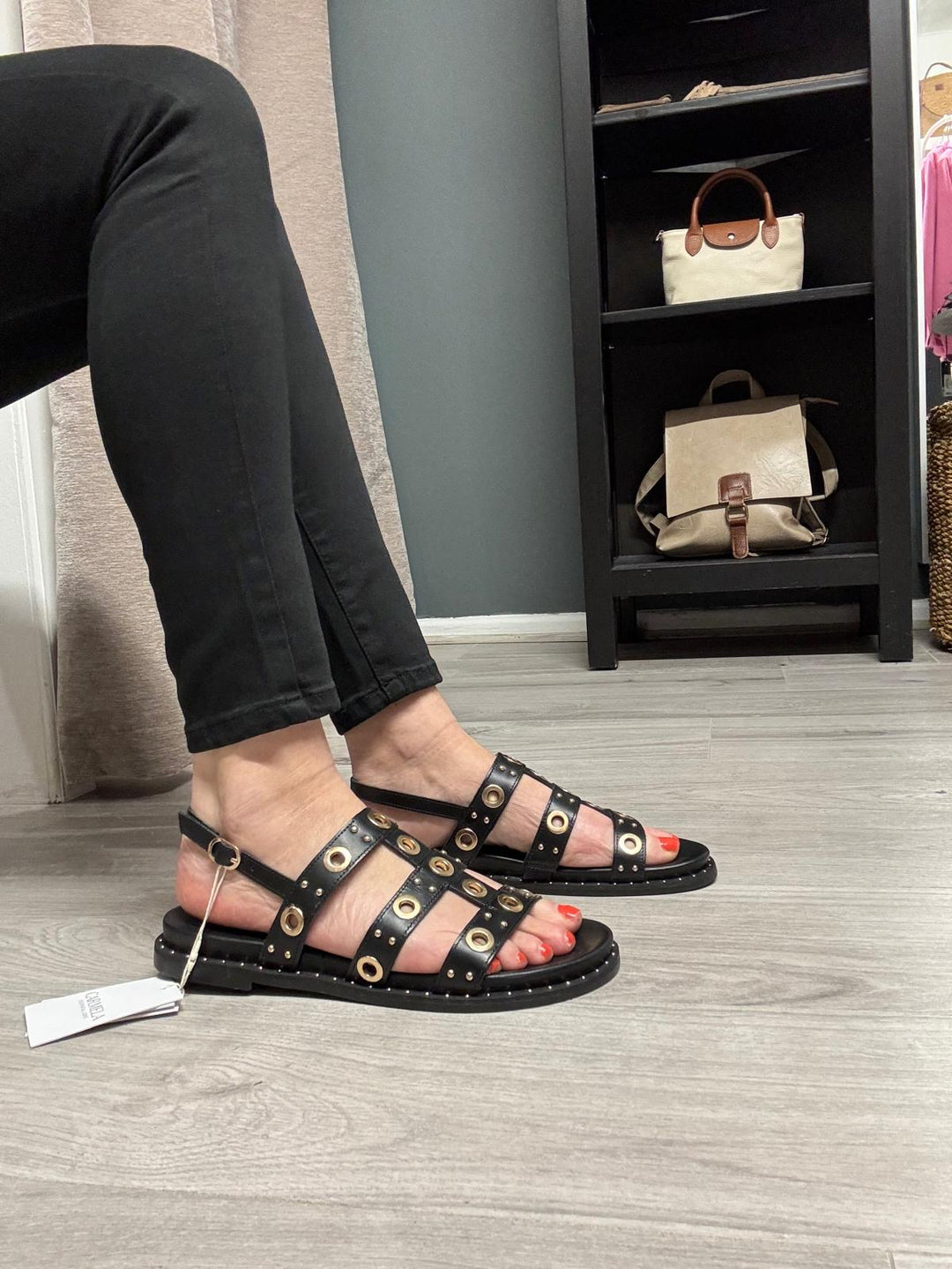 Carmela Daniela Leather Sandals - Black