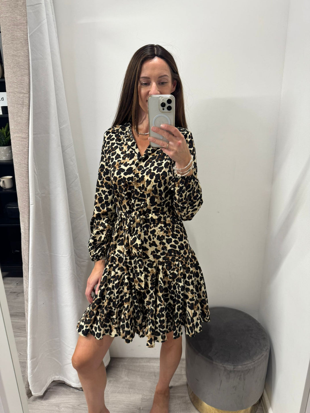 Carrie Leopard Shirt Dress