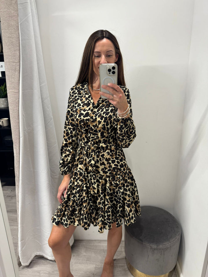 Carrie Leopard Shirt Dress