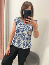 Load image into Gallery viewer, Joella Frill Top - Blue Paisley
