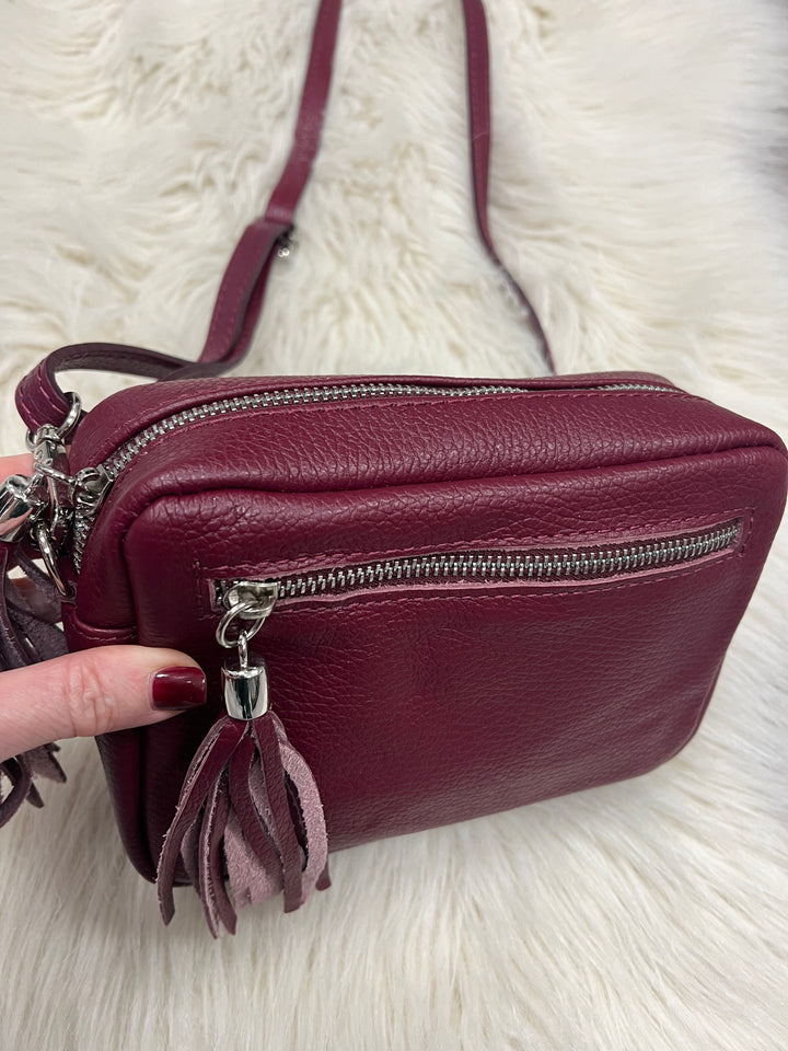 Leather Camera Bag - Burgundy