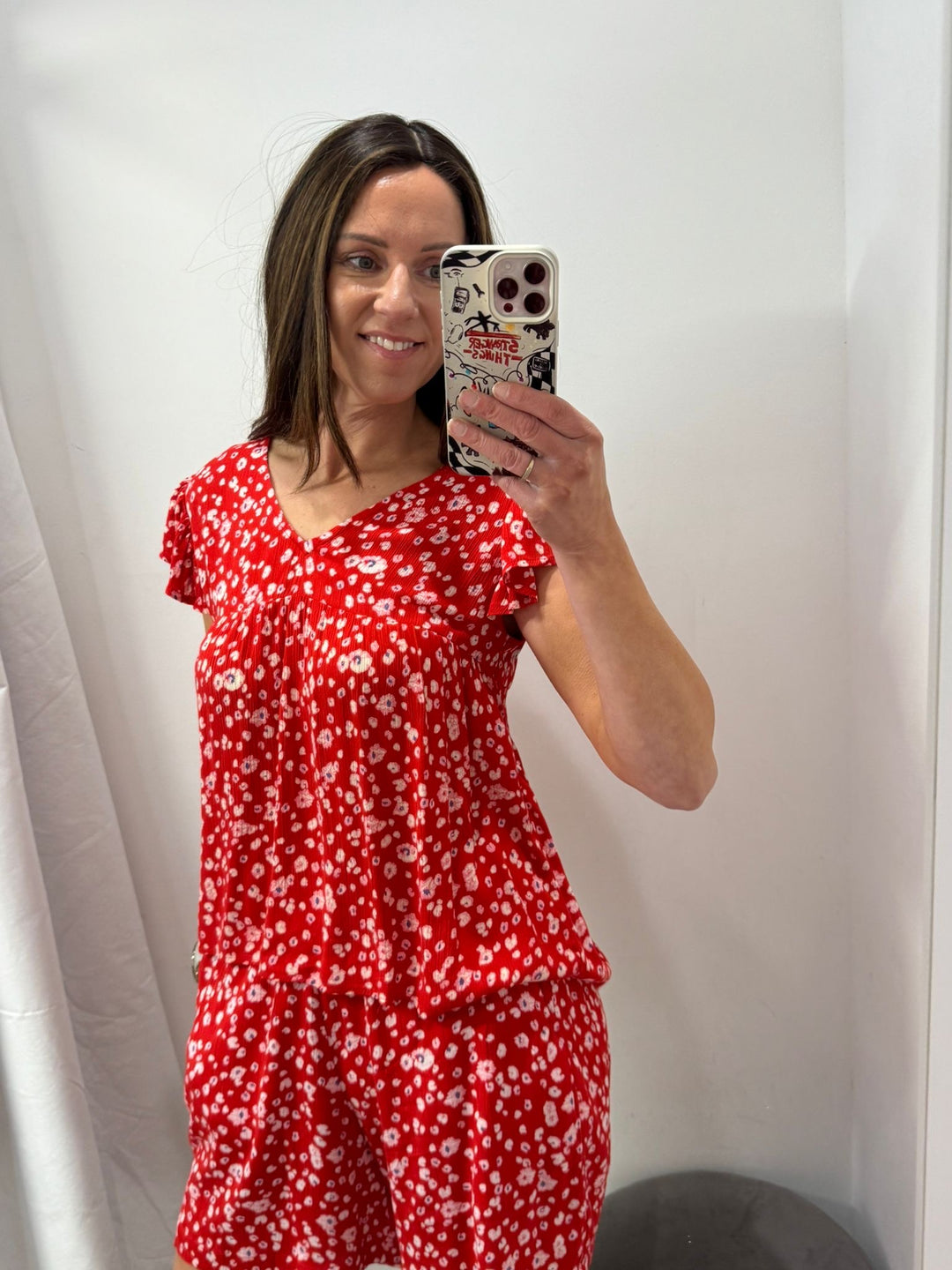 Marrakech Smock Top - Red Flower