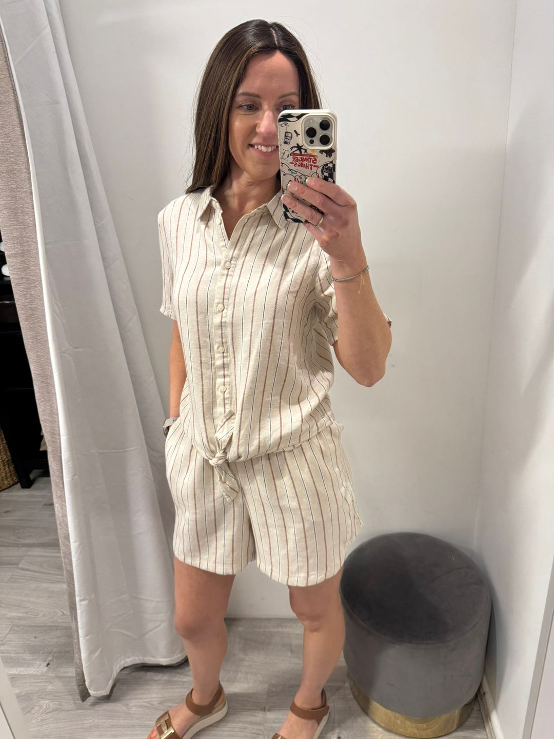Linno Shorts - Brown Stripe