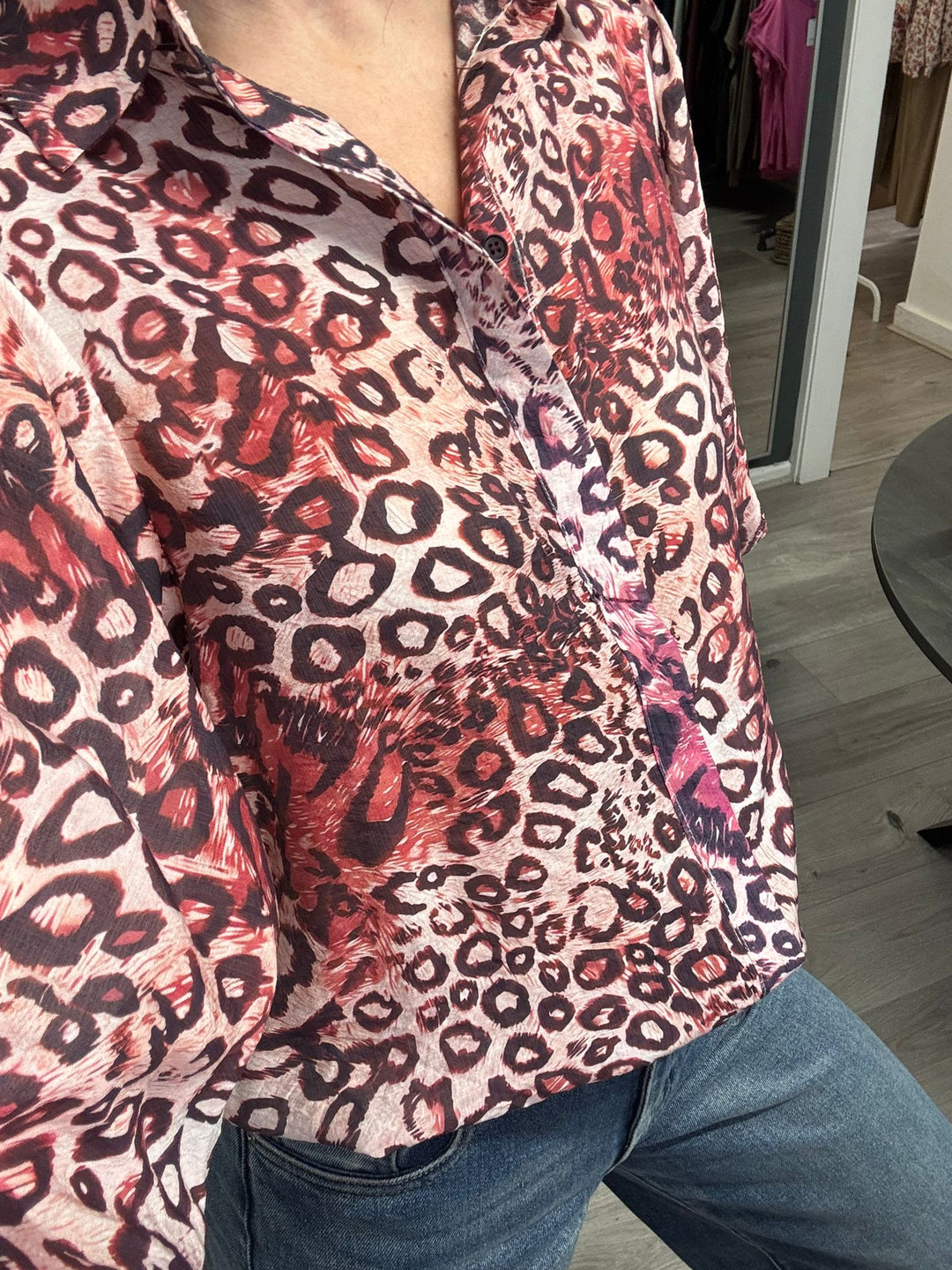 Elena Blouse - Red Leopard