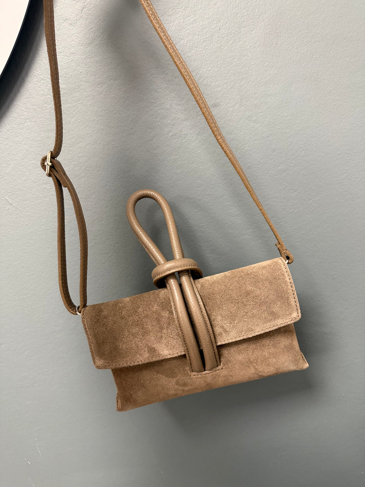 Betty Suede Loop Handle Bag - Taupe