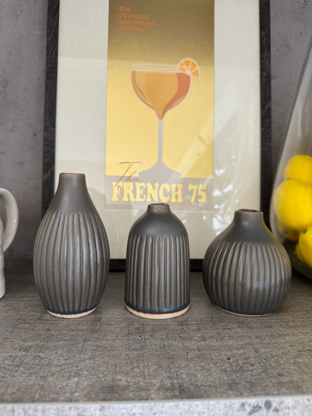 Ribbed Bud Vases (Set of 3) - Black