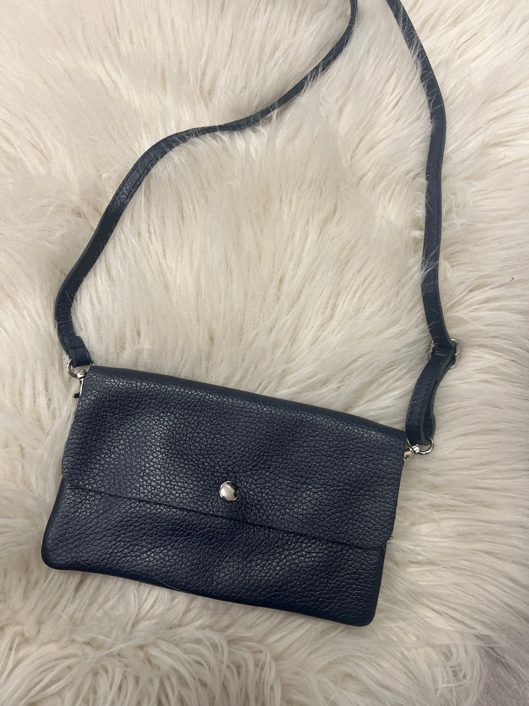 Luna Leather Crossbody Bag - Navy