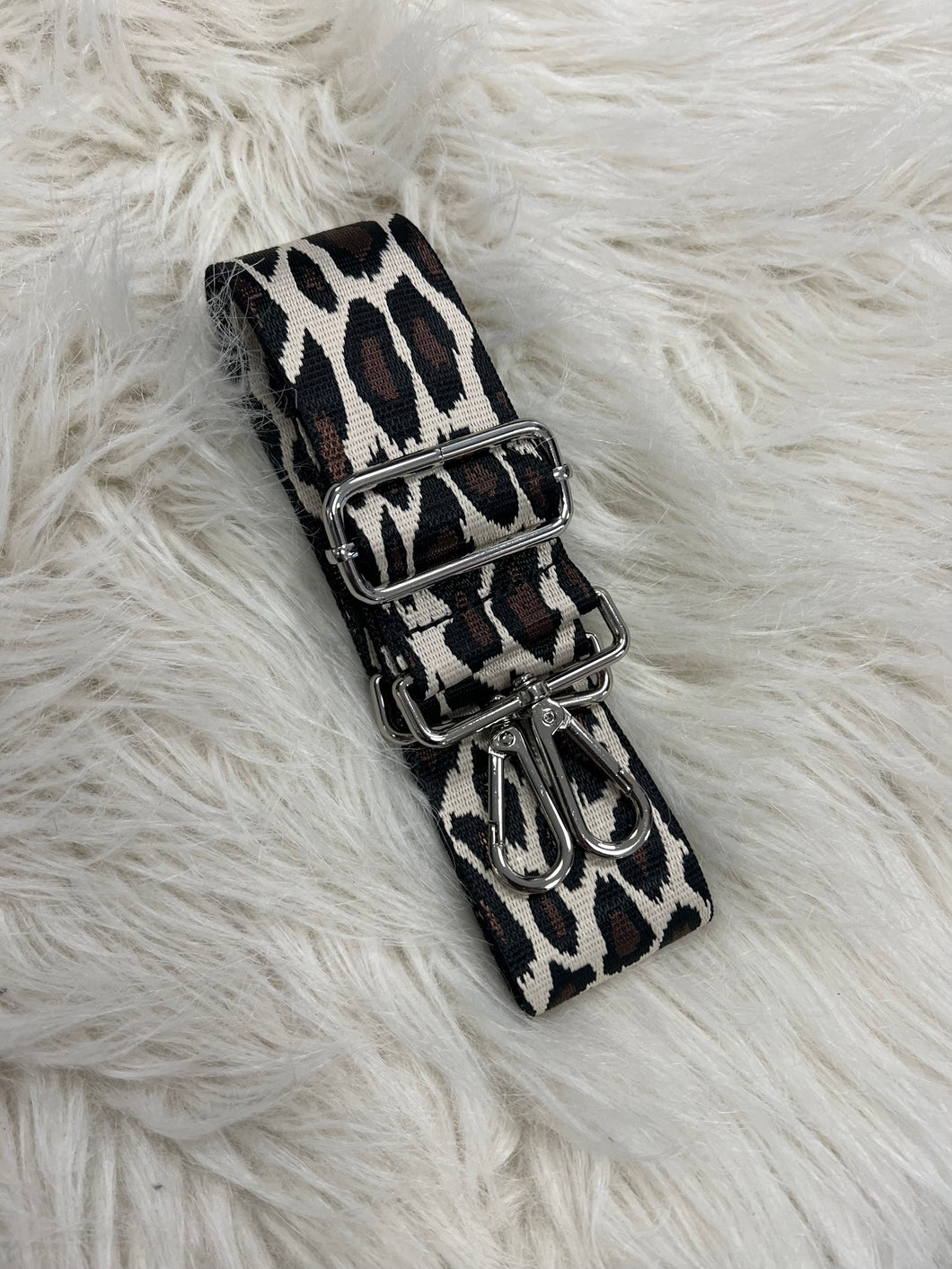 Leopard Print Bag Strap - Cream
