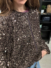 Load image into Gallery viewer, Marley Sequin Bomber Jacket - Brown
