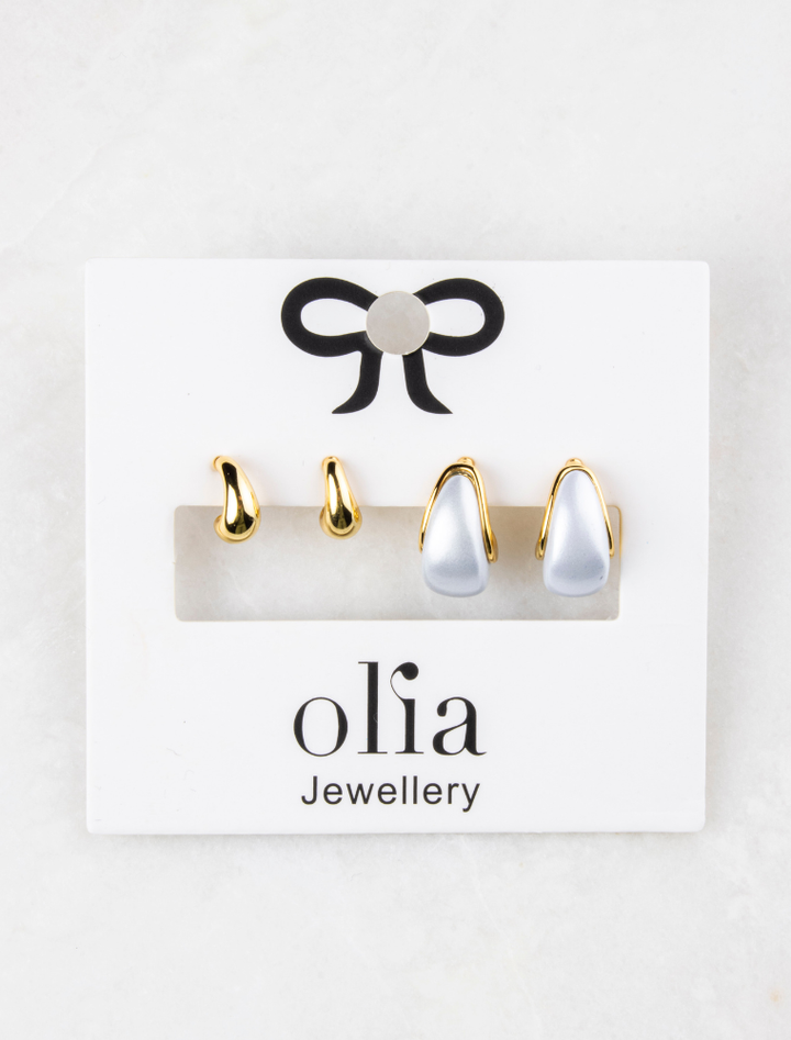 Martha Set of Two Earrings - Gold Plated