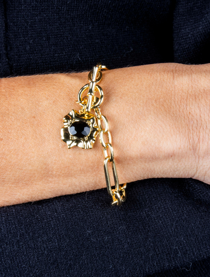 Claudia Chunky Statement Bracelet - Gold Plated/Black
