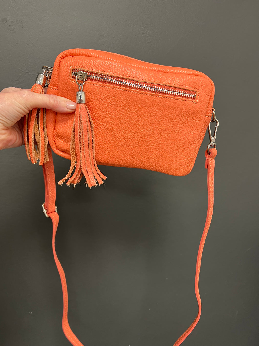 Leather Camera Bag - Coral