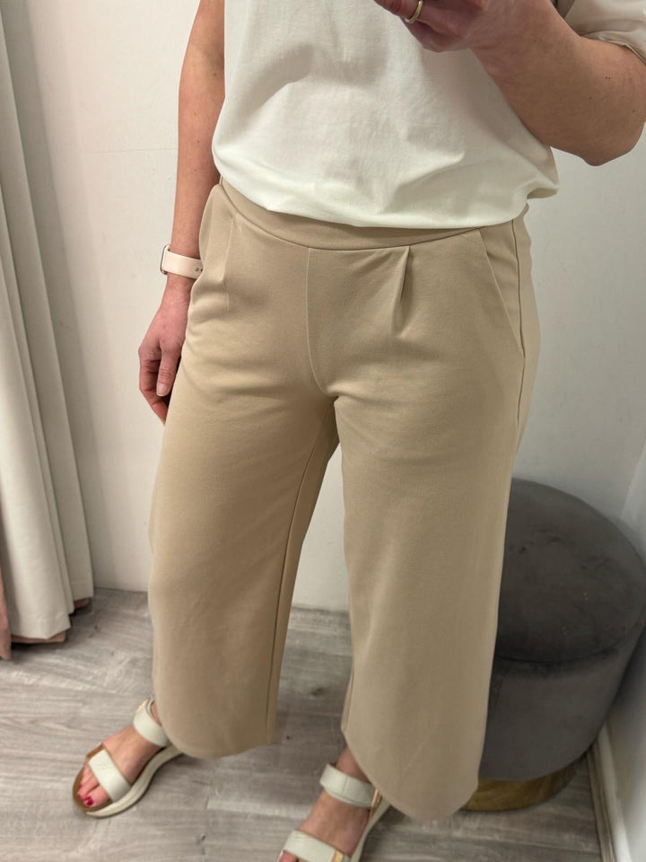 Kate Cropped Wide Leg Pants - Doeskin