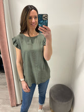 Load image into Gallery viewer, Frill Sleeve Blouse - Dark Khaki

