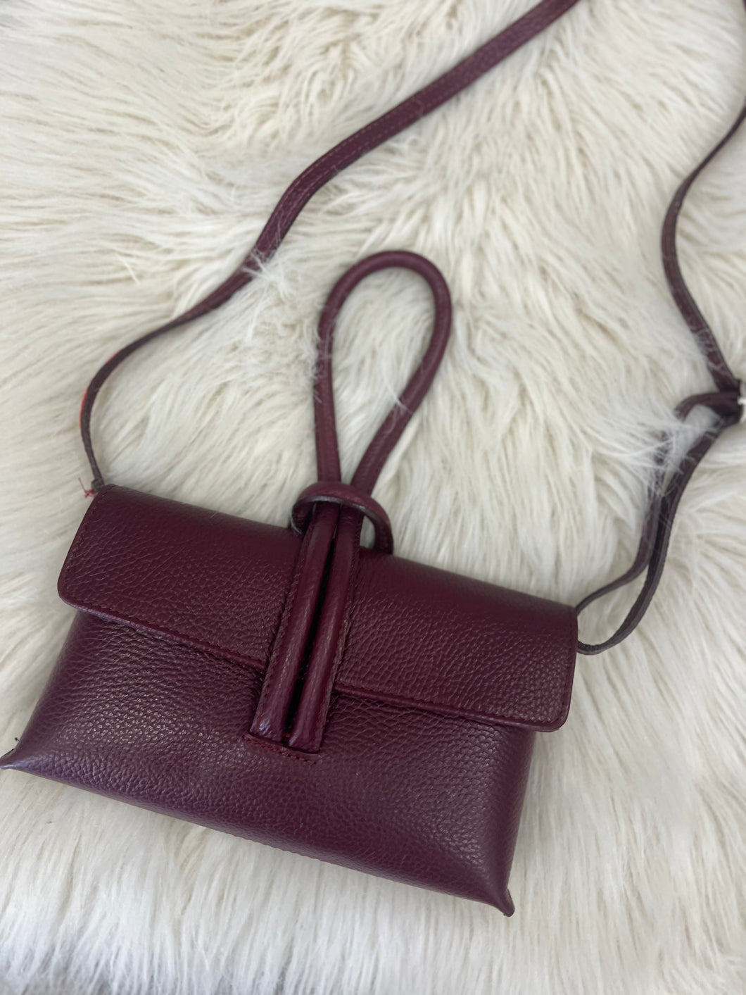 Betty Leather Loop Handle Bag - Burgundy