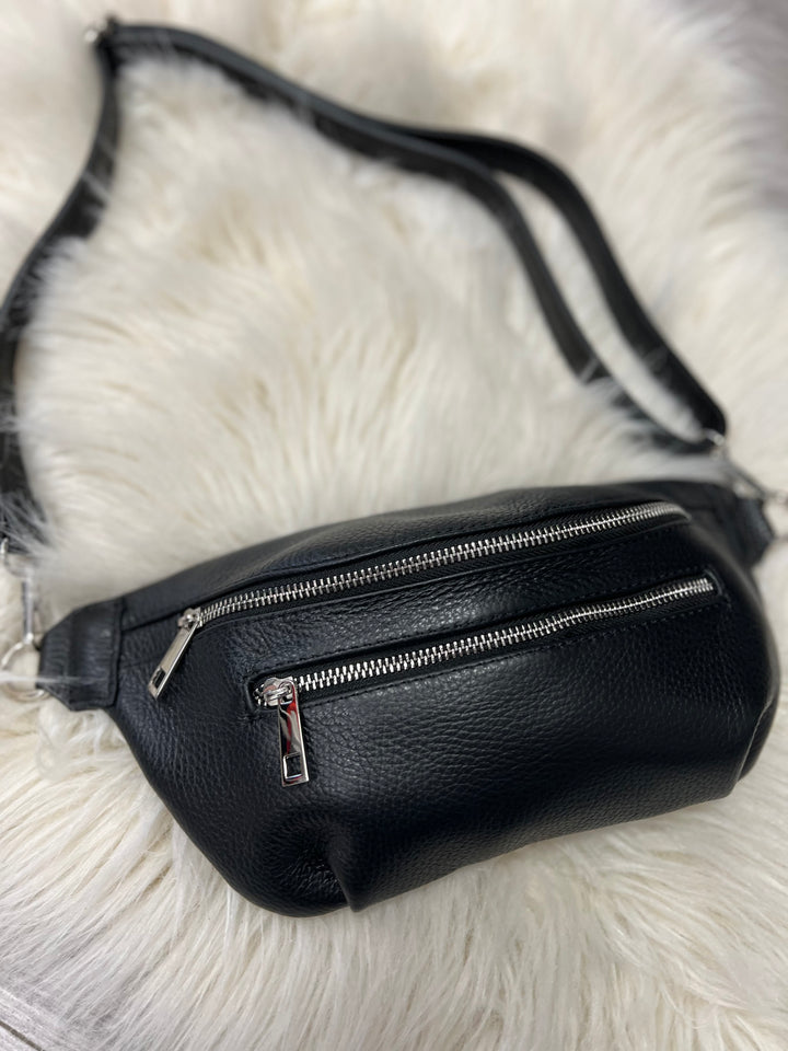 Mae Leather Crossbody Bag - Black
