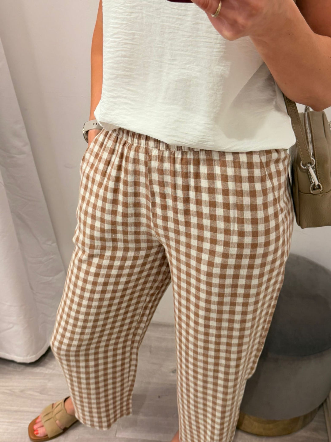 Falakka Cropped Pants - Checked