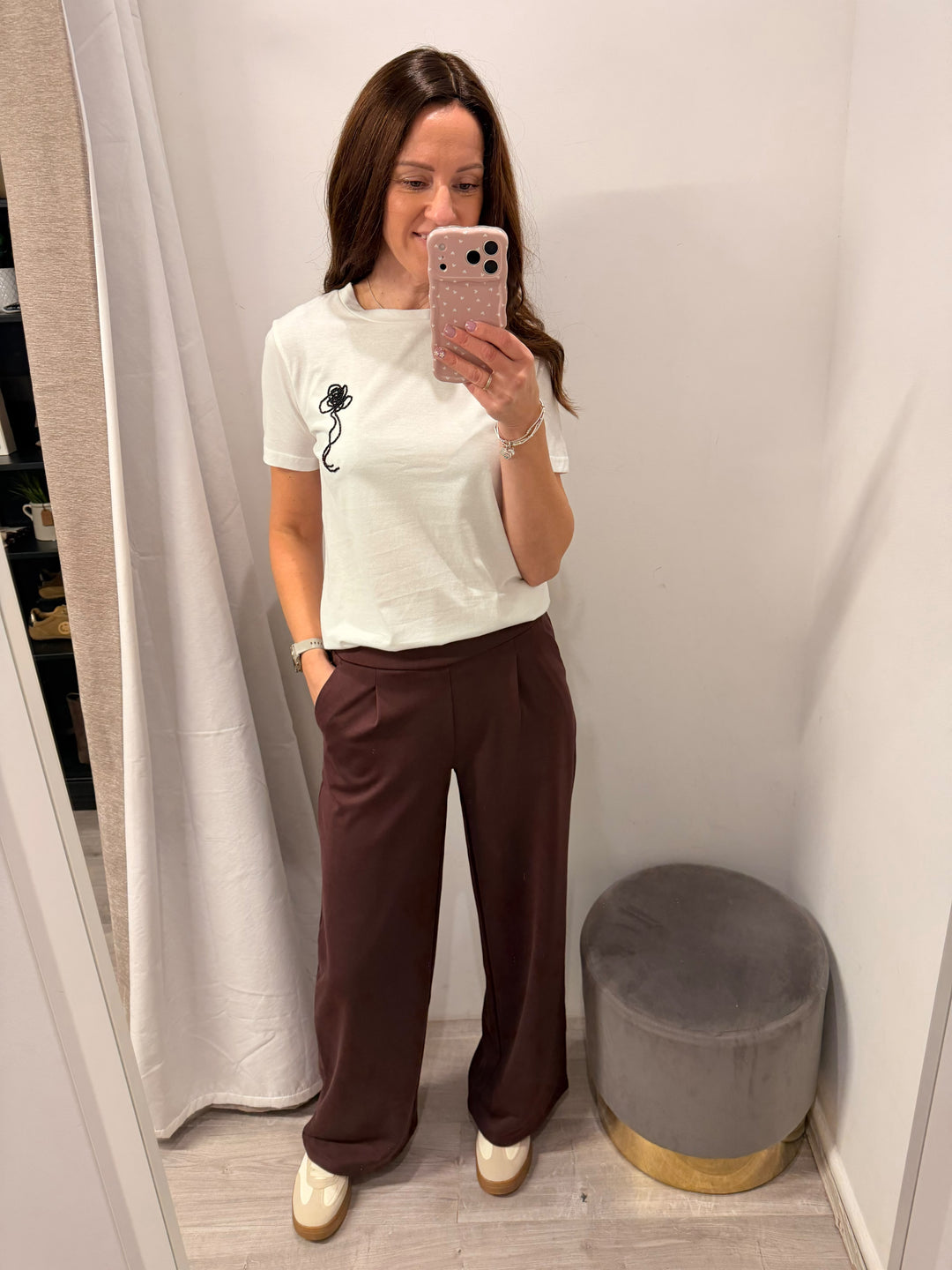 Kate Wide Leg Pants - Fudge