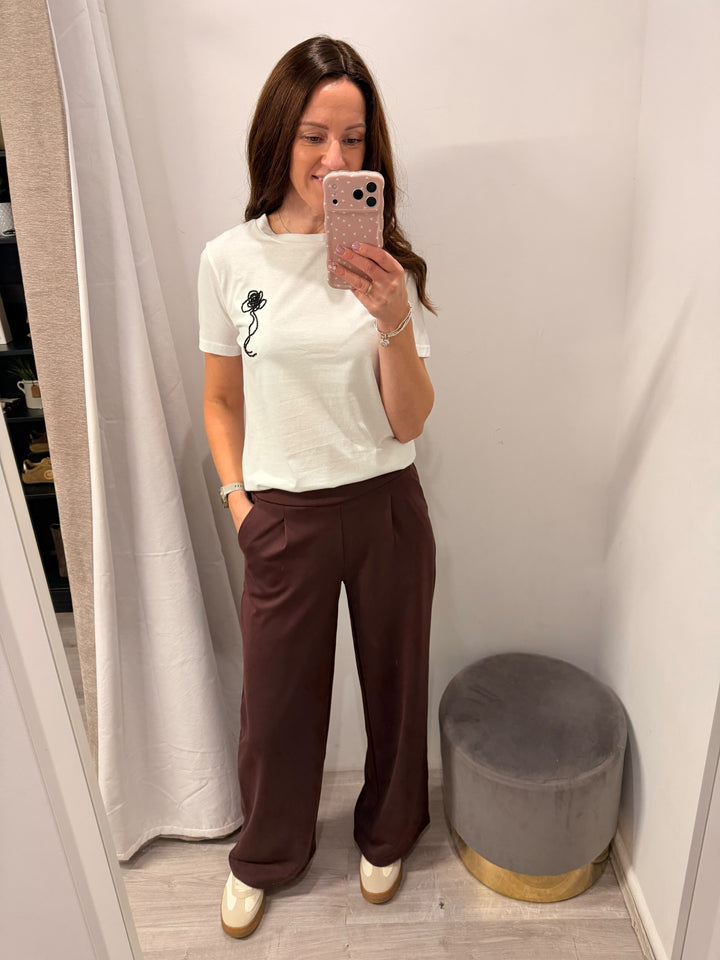 Kate Wide Leg Pants - Fudge