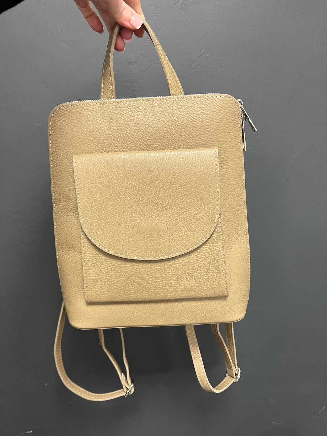 Mabel Leather Rucksack - Taupe