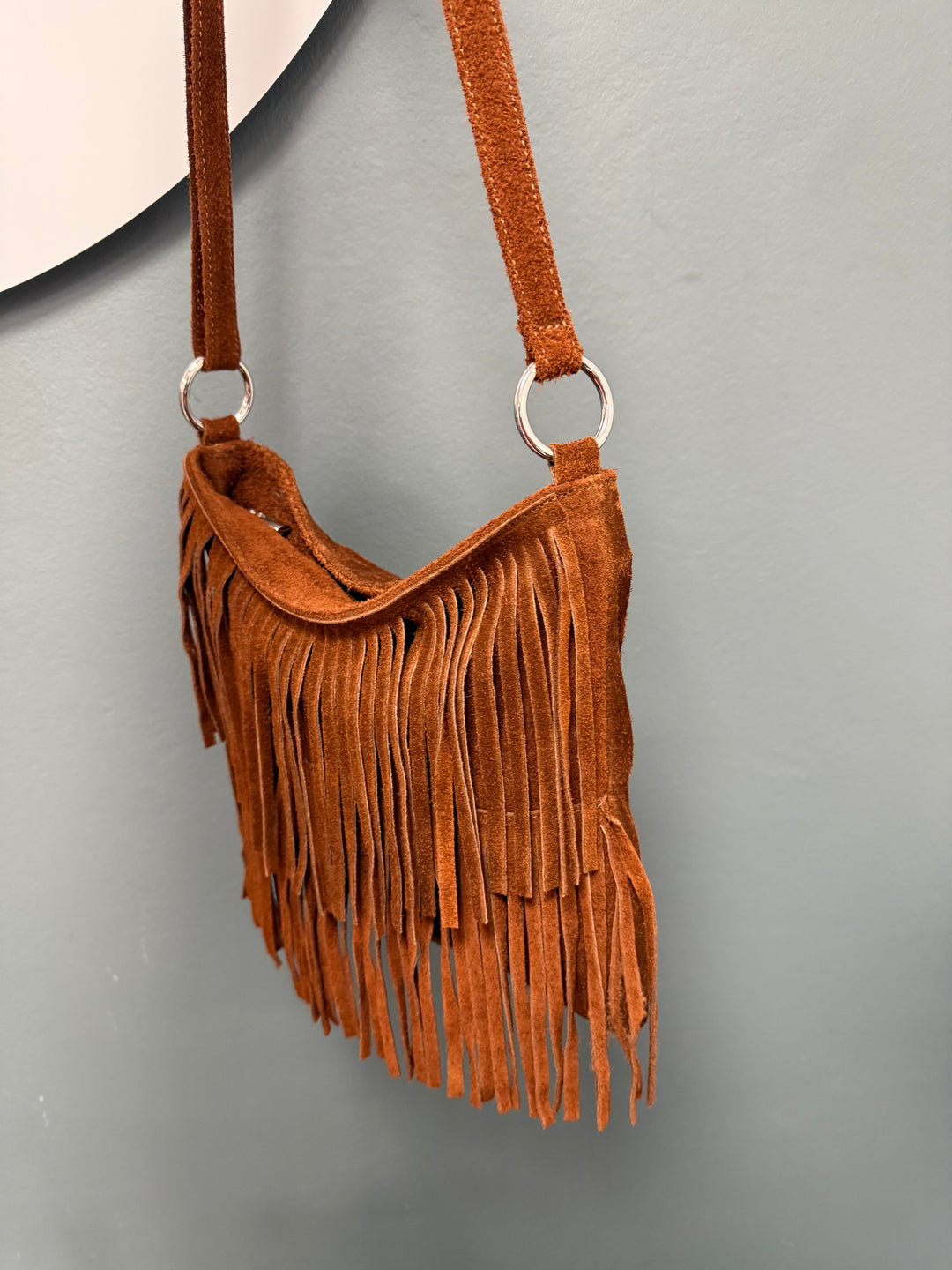 Ada Suede Fringe Bag - Dark Tan