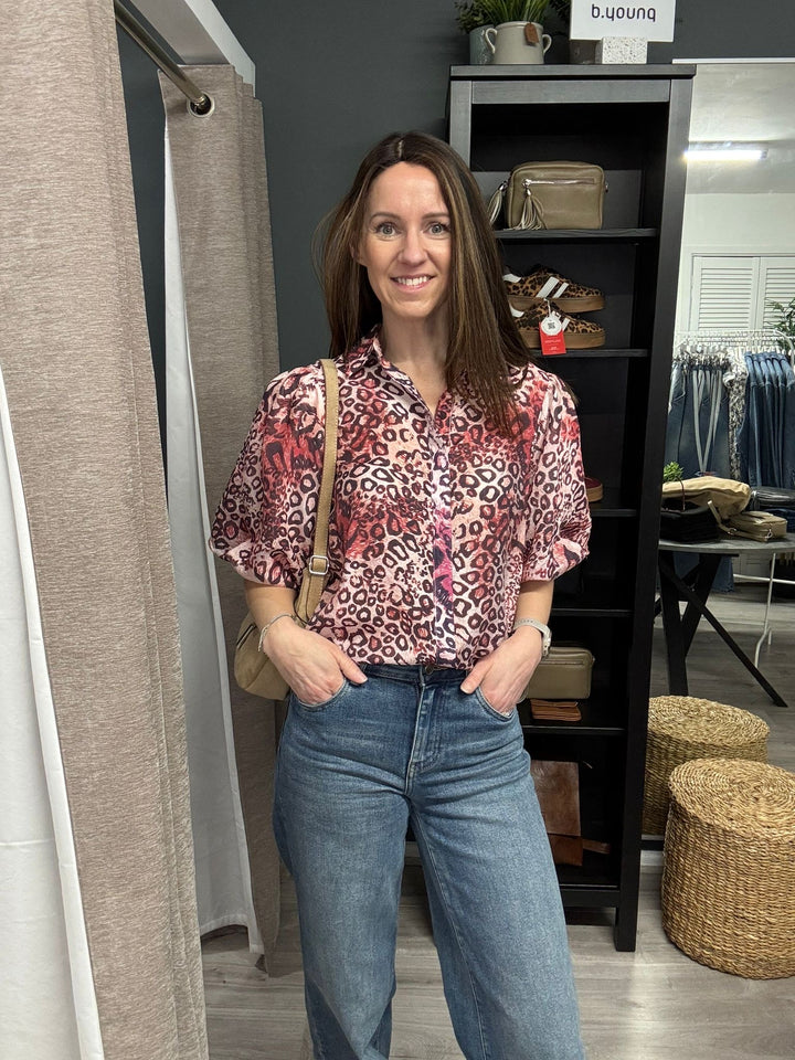 Elena Blouse - Red Leopard