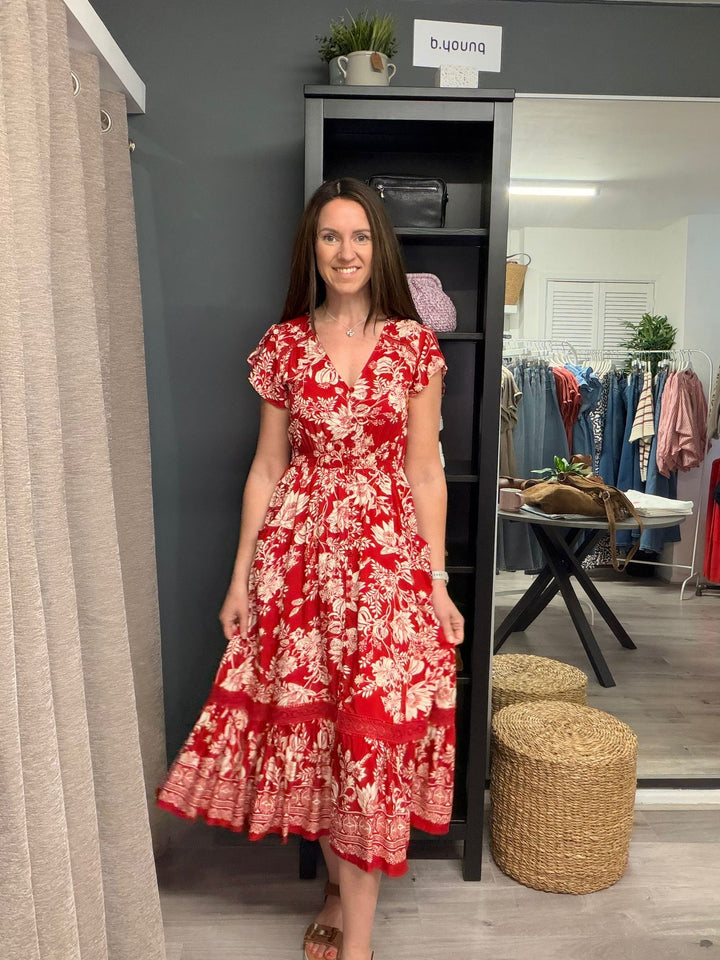 Ciara Midi Dress - Riviera Red