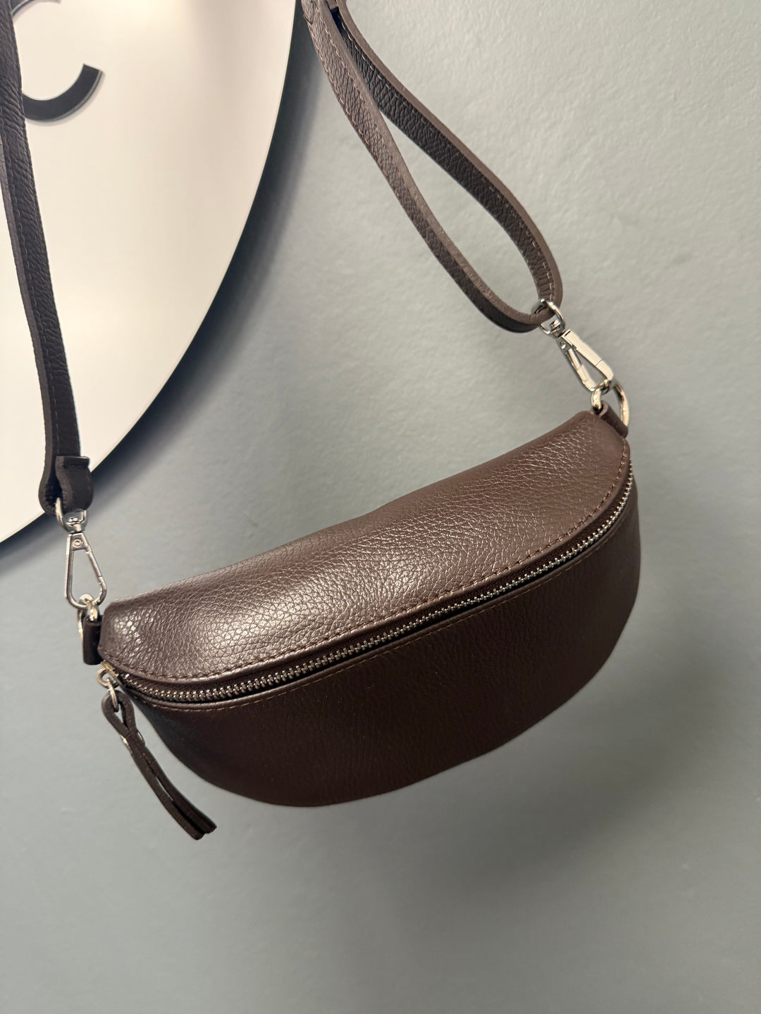 Mina Leather Bum Bag - Chocolate